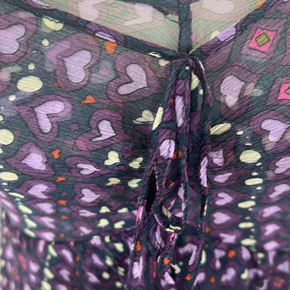 Moschino Cheap and Chic Silk Halter Top Ruffle Dress with Purple Heart Pattern - Picture 4 of 17